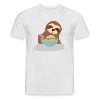 Cute Sloth Falls Asleep Eating Lazy Tired Monday - Men's T-Shirt - heather grey - Front - AI Model Male 178 dark (178cm)