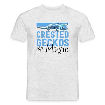 Crested Geckos und Music Notes Musician Reptiles - Männer T-Shirt - Grau meliert - Vorne - AI Model Male 178 dark (178cm)