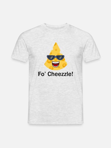 Cheezle Lustiges Sprichwort: Essen, Käse, Essen - Männer T-Shirt - Grau meliert