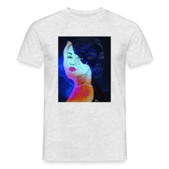 zwei Seiten - Männer T-Shirt - Grau meliert - Vorne - AI Model Male 178 dark (178cm)