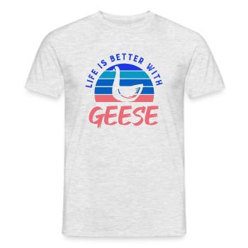 Life With Geese Wildlife Cute Goose Birds - Men's T-Shirt - heather grey - Front - AI Model Male 178 dark (178cm)