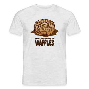 Vom Essen von Waffeln abgelenkt, Pfannkuchen, - Männer T-Shirt - Grau meliert - Vorne - AI Model Male 178 dark (178cm)