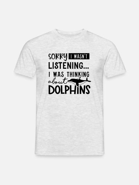 Ich denke an süße Delfine Meerestiere - Männer T-Shirt - Grau meliert