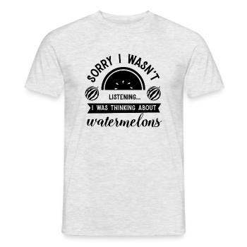 Penser aux melons Pastèques tropicales - T-shirt homme - gris chiné - Devant - AI Model Male 178 dark (178cm)