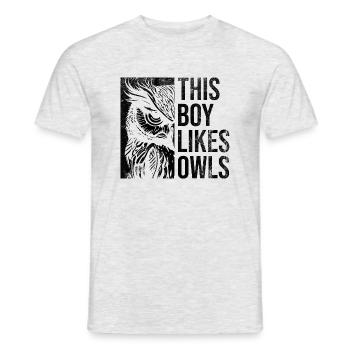 Junge mag Eulen Wildtiere Natur Vögel Tiere - Männer T-Shirt - Grau meliert - Vorne - AI Model Male 178 dark (178cm)
