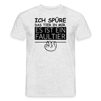 Ich spüre das Tier in mir | Faultier, Sarkasmus - Männer T-Shirt - Grau meliert - Vorne - AI Model Male 178 dark (178cm)