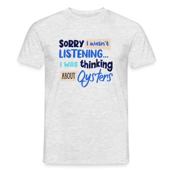 Penser aux huîtres Ironic Quote Seafood - T-shirt homme - gris chiné - Devant - AI Model Male 178 dark (178cm)