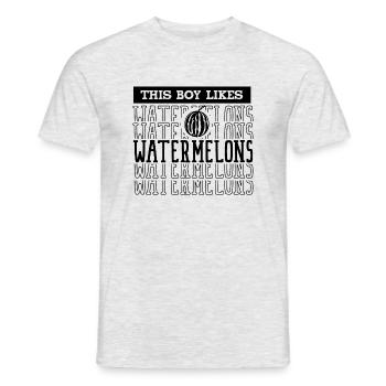 Junge mag tropische Sommerfrüchte mit - Männer T-Shirt - Grau meliert - Vorne - AI Model Male 178 dark (178cm)