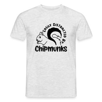Distracted by Chipmunks Squirrel Forest Nature - Men's T-Shirt - heather grey - Front - AI Model Male 178 dark (178cm)