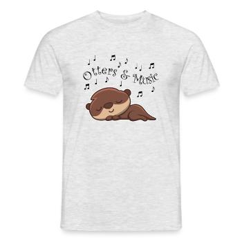 Loutres et notes de musique Clef de musicien Cute - T-shirt homme - gris chiné - Devant - AI Model Male 178 dark (178cm)