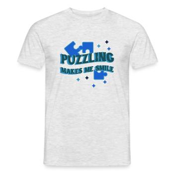 Puzzling Makes Me Smile Jigsaw Puzzle Master - Men's T-Shirt - heather grey - Front - AI Model Male 178 dark (178cm)