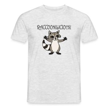 Citation ironique Raccoonilicious, mignon animal - T-shirt homme - gris chiné - Devant - AI Model Male 178 dark (178cm)