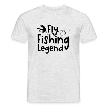 Pêche à la mouche Legend Trout Fisherman - T-shirt homme - gris chiné - Devant - AI Model Male 178 dark (178cm)