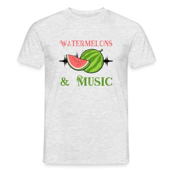 Sommerfrüchte mit Melonen und Musik, Wassermelone - Männer T-Shirt - Grau meliert - Vorne - AI Model Male 178 dark (178cm)