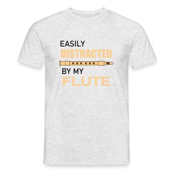 Ablenkt von Flöte Ironic Flötist Konzert Orchester - Männer T-Shirt - Grau meliert - Vorne - AI Model Male 178 dark (178cm)