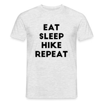 Eat Sleep Hike Repeat saying hiking hiker mountain - Men's T-Shirt - heather grey - Front - AI Model Male 178 dark (178cm)