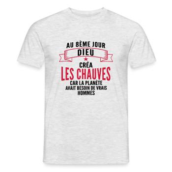 au 8ème jour dieu créa les chauves - T-shirt homme - gris chiné - Devant - AI Model Male 178 dark (178cm)
