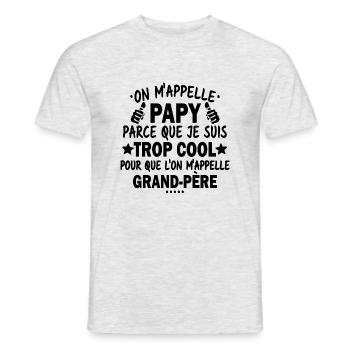 Papy car je suis trop cool / humour grand-père - T-shirt homme - gris chiné - Devant - AI Model Male 178 dark (178cm)
