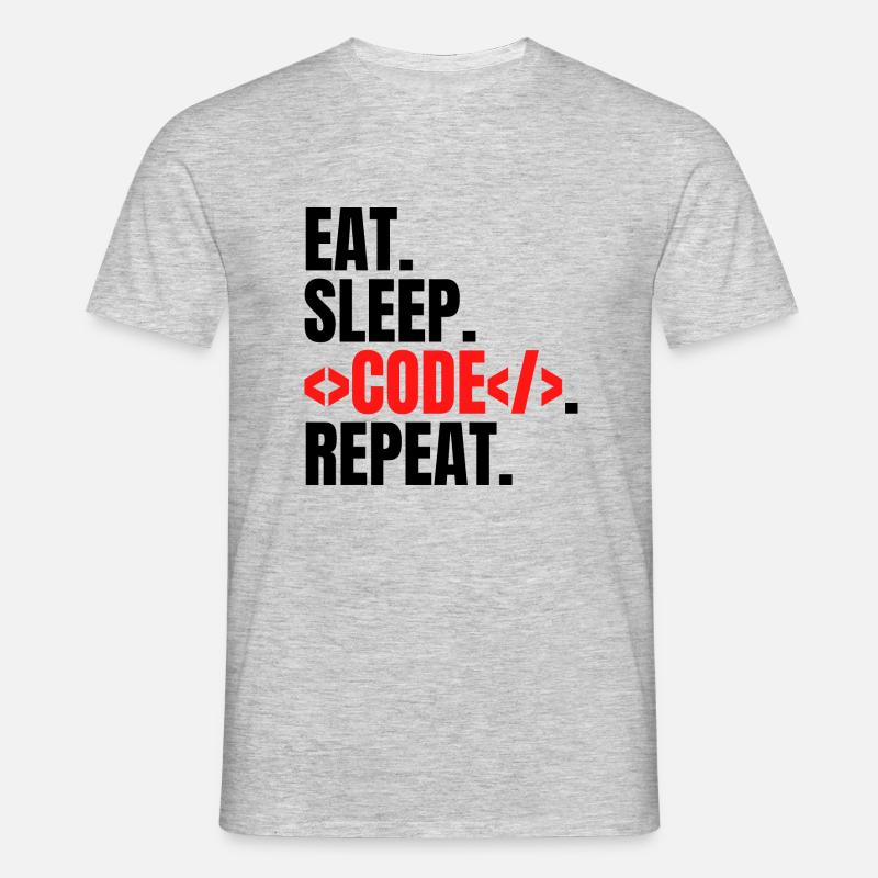 eat sleep code repeat - Männer T-Shirt - Grau meliert