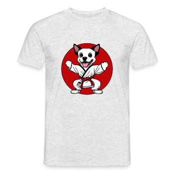 Hund macht Kampfsport Selbstverteidigung - Männer T-Shirt - Grau meliert - Vorne - AI Model Male 178 dark (178cm)