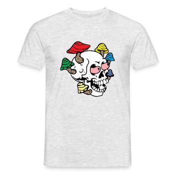 Trippy Skull Psychodelisch - Männer T-Shirt - Grau meliert - Vorne - AI Model Male 178 dark (178cm)