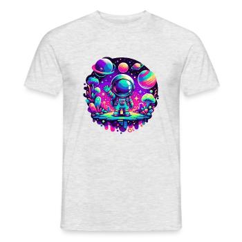 Petit astronaute rose - T-shirt homme - gris chiné - Devant - AI Model Male 178 dark (178cm)
