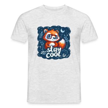 Panda Roux Cool - Style Dessin Animé - T-shirt homme - gris chiné - Devant - AI Model Male 178 dark (178cm)