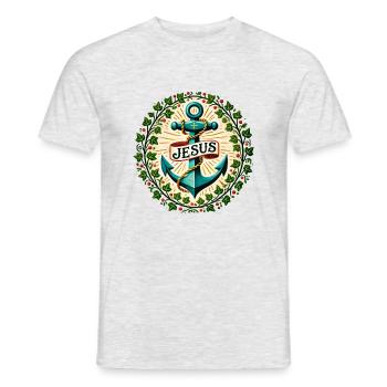 Jesus Christus ist mein Anker - Männer T-Shirt - Grau meliert - Vorne - AI Model Male 178 dark (178cm)