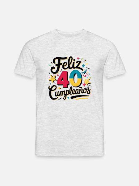 ¡Feliz 40 Cumpleaños! - Männer T-Shirt - Grau meliert
