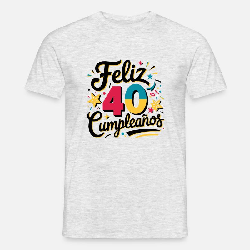 ¡Feliz 40 Cumpleaños! - Männer T-Shirt - Grau meliert