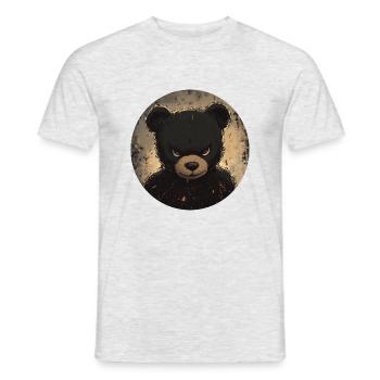 Fearless Teddy : l’élégance sombre - T-shirt homme - gris chiné - Devant - AI Model Male 178 dark (178cm)