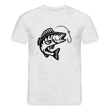 Hecht Fisch Angeln - Männer T-Shirt - Grau meliert - Vorne - AI Model Male 178 dark (178cm)