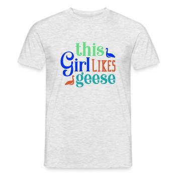 Mädchen mag Gänse Natur Wildtiere Nette Gans - Männer T-Shirt - Grau meliert - Vorne - AI Model Male 178 dark (178cm)