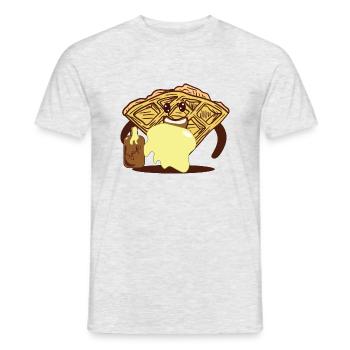 Waffle Drenched in Syrup Ironic Waffle Fan - Men's T-Shirt - heather grey - Front - AI Model Male 178 dark (178cm)