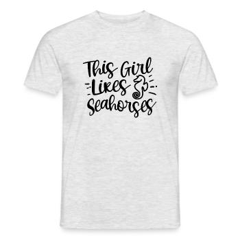 Fille aime les hippocampes mignon animal de la - T-shirt homme - gris chiné - Devant - AI Model Male 178 dark (178cm)