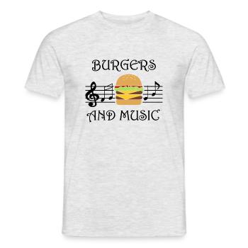 Hamburger et notes de musique Musicien Funny - T-shirt homme - gris chiné - Devant - AI Model Male 178 dark (178cm)