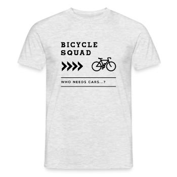 Cyclo-Squad : dicton ironique Mobility Nature - T-shirt homme - gris chiné - Devant - AI Model Male 178 dark (178cm)