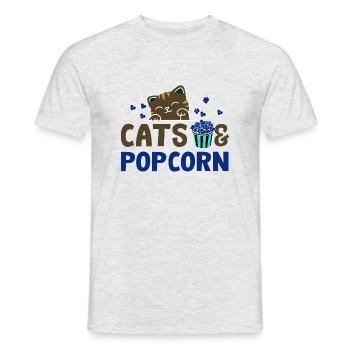 Films de pop-corn et chats ironiques - T-shirt homme - gris chiné - Devant - AI Model Male 178 dark (178cm)