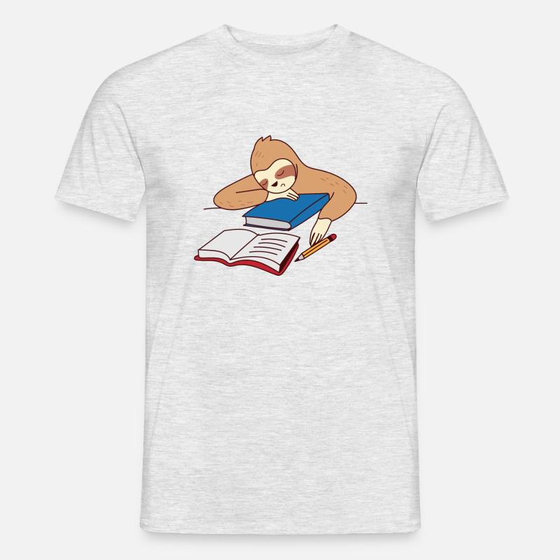 Faultier Studieren Einschlafen Ironisch Student - Männer T-Shirt - Grau meliert