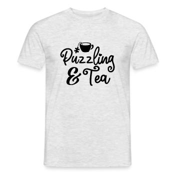 Puzzle et thé Relaxant Jigsaw Hobby Puzzling - T-shirt homme - gris chiné - Devant - AI Model Male 178 dark (178cm)