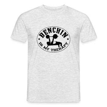 Benchin als Therapie-Powerlifter Benchpress Gym - Männer T-Shirt - Grau meliert - Vorne - AI Model Male 178 dark (178cm)