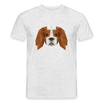 Netter, künstlerischer Welpenhund im puristischen - Männer T-Shirt - Grau meliert - Vorne - AI Model Male 178 dark (178cm)