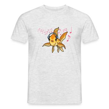 Goldfish Listening Music Musician Hobby Music - Men's T-Shirt - heather grey - Front - AI Model Male 178 dark (178cm)