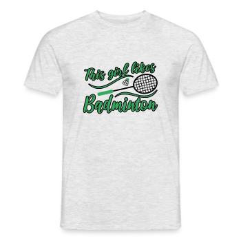 Une fille aime le badminton Shuttlecock Hobby - T-shirt homme - gris chiné - Devant - AI Model Male 178 dark (178cm)