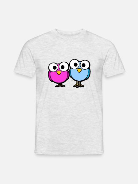 Birds Glubschaugen cartoon cute - Men's T-Shirt - heather grey