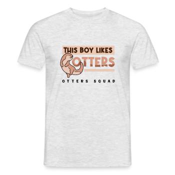 Un garçon aime les loutres, mignon animal sauvage - T-shirt homme - gris chiné - Devant - AI Model Male 178 dark (178cm)