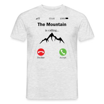 Mountain calls mountain calling mountains hiking phone - Men's T-Shirt - heather grey - Front - AI Model Male 178 dark (178cm)
