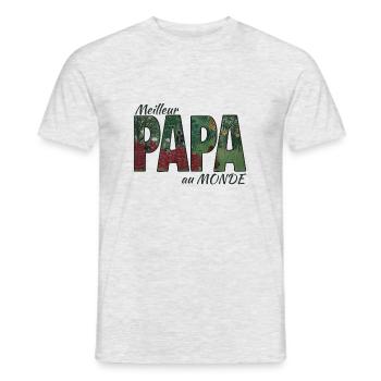 Meilleur PAPA au Monde fête des pères homme Noël - T-shirt homme - gris chiné - Devant - AI Model Male 178 dark (178cm)
