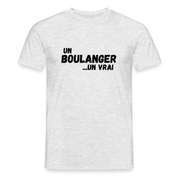 un vrai boulanger - T-shirt homme - gris chiné - Devant - AI Model Male 178 dark (178cm)