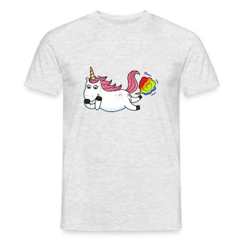 Farting licorne arc-en-ciel - T-shirt homme - gris chiné - Devant - AI Model Male 178 dark (178cm)